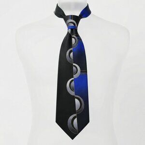 Giorgio Brutini Silk Mens Tie Geometric Half Circles Black/Blue/Grey Silk Tie
